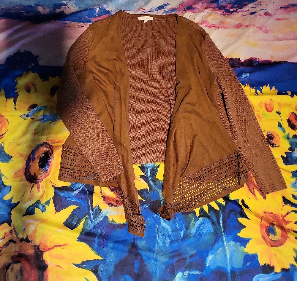 Brown Open-Front Women's Sweater